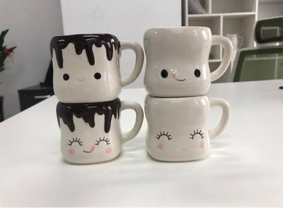 Marshmallow Ceramic Mugs White And Black